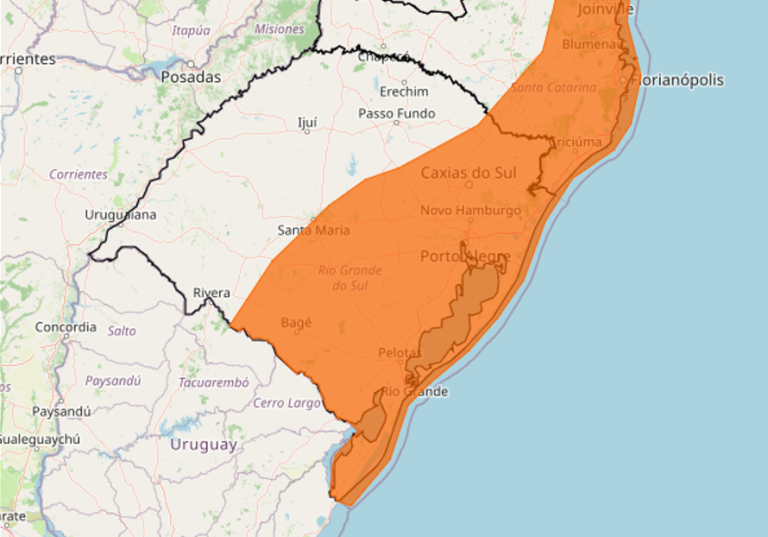 Frente fria e vendavais retornam ao Rio Grande do Sul a partir da próxima sexta-feira (7)