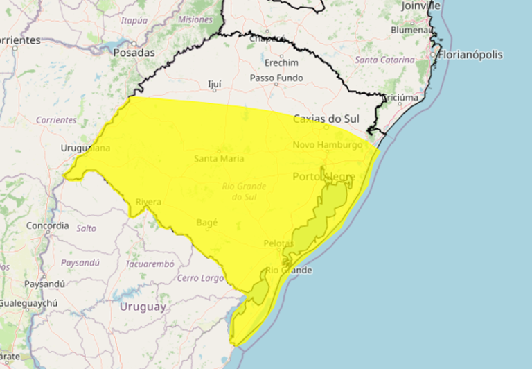 Previsão do Inmet indica chuvas no Rio Grande do Sul nesta quinta-feira (3)